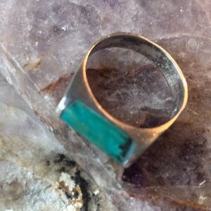 Sterling Silver Turquoise Bar Ring - size 6